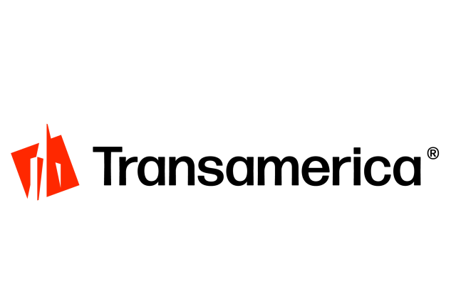 Transamerica logo containing a red pyramid illustration and black text